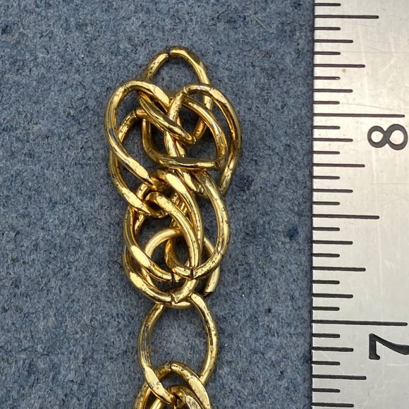 Lock Charm Bracelet As Is Cross Gold Chunky Chain Purple Leather Strap Retro - Picture 7 of 8